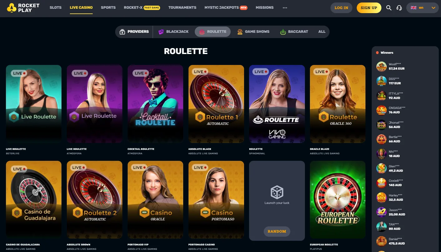 Roulette RocketPlay Casino